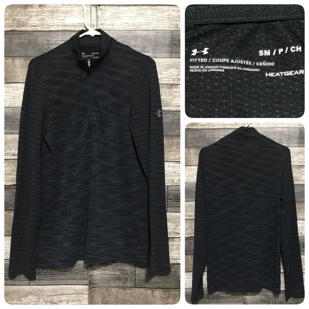 Under Armour Fitted 1/4 Zip Shirt Men’s S Black Gray Lightweight Pullover